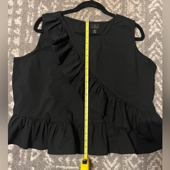 Black Ruffled Sleeveless Top size XLPetite (F125) - Picture 8 of 9